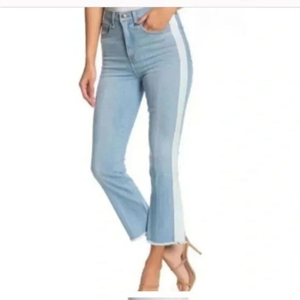 NEW~VERONICA BEARD Carly Kick Flare High Waisted Tuxedo Stripe Cropped Jeans 29